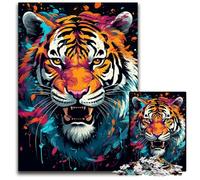 Fierce Painting Fire Tiger Jigsaws 1000 Pieces for Adults Paper Jigsaw Puzzles for Adults for Parents, Lovers, Friends Age 1000 PCS(38x26cm)