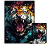 Fierce Painting Fire Tiger Jigsaws 1000 Pieces for Adults Wooden Jigsaw Puzzles for Adults Intricate Design for Teenagers, DIY Decor, And BrainBoosting Fun 1000 PCS(75x50cm)