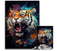 Fierce Painting Fire Tiger Puzzles for 1000 Piece Jigsaw Puzzles for Adults for Teenagers, Family Game Night, BrainChallenging Gift Idea 1000 PCS(75x50cm)