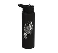 Fierce Panther Head - Bold Vintage Tattoo Style Stainless Steel Insulated Water Bottle
