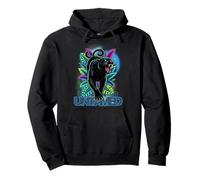Fierce Panther Vibrant Tropical Jungle Cyberpunk Art Pullover Hoodie