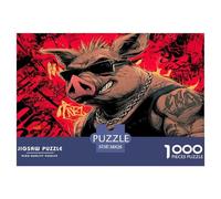 Fierce Pig Jigsaw Puzzles 1000 Pieces Ideal for Adults, Teens, Kids - A Funny And Artistic Puzzle Home Decoration 38x26cm/1000pcs