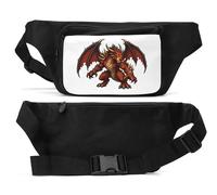 Fierce Pixel Art Dragon Battle Pose Unisex Waist Bag Black