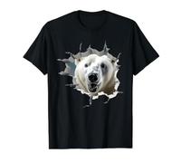 Fierce Polar Bear Breaking Through Design Value Graphic T-Shirt, Men, Black, XL