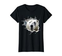 Fierce Polar Bear Breaking Through Design Value Graphic T-Shirt, Women, Black, S