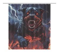 Fierce Rottweiler Dog Thunder Shower Curtain for Bathroom Waterproof Bath Liner with Hooks And Grommets Home Decor
