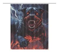 Fierce Rottweiler Dog Thunder Shower Curtain for Bathroom Waterproof Bath Liner with Hooks And Grommets Home Decor