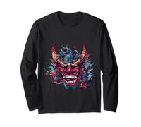 Fierce Samurai Masks Demon Spirit Design Long Sleeve T-Shirt