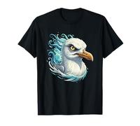 Fierce Sea Bird with Wild Ocean Splash Waves T-Shirt