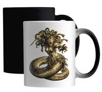 Fierce Serpent Woman with Snakes Ceramic Magic Mug White