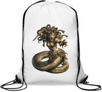 Fierce Serpent Woman with Snakes Gym Sack Casual Drawstring Bag White