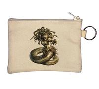 Fierce Serpent Woman with Snakes Key Chain Coin Purse Beige