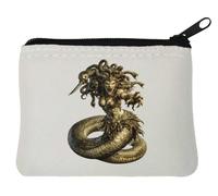 Fierce Serpent Woman with Snakes Neoprene Coin Purse Pouch 10x11cm White