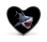 Fierce Shark Badge Pin Brooch Heart Shape Button Aluminum Decor for Backpacks Hats
