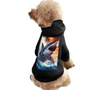 Fierce Shark Flame Waves Casual Pet Hoodie Clothes for Dog Cat Coat Outfit with Hat