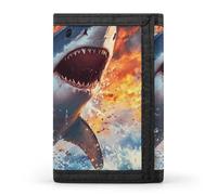 Fierce Shark Flame Waves Cloth Wallet Card with Holder Trifold Pocket Slim Wallets