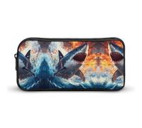 Fierce Shark Flame Waves Pencil Case Pen Box Stationery Bag Makeup Organizer Multifunctional Pouch Holder