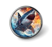 Fierce Shark Flame Waves Small Round Button Badge Lapel Pins Badge for Bag 1" Shirt Accessories