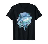 Fierce Shark in Shades of Blue Value Graphic T-Shirt, Men, Black, XL