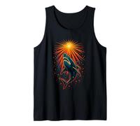 Fierce Shark Jump with Sunburst Ocean Design Tank Top