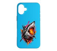 Fierce Shark Molten Bite Street Art Design Case for iPhone 16 Plus