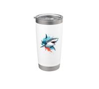Fierce Shark Sea Predator with Ocean Splash Art Stainless Steel Insulated Tumbler