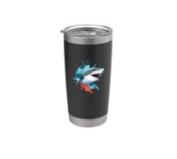 Fierce Shark Sea Predator with Ocean Splash Art Stainless Steel Insulated Tumbler