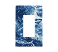 Fierce Shark Slicing Through Swirling Waves Light Switch Wall Plate Faceplate Cover Single Rocker 1 Gang Decorator Outlet Receptacle Covers for Home Kitchen Room Bathroom Decor