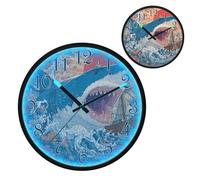 Fierce Sharks Pattern Night Light Wall Clock LED Wall Clocks Silent Battery-Operated Glow in The Dark Large Digital Display for Bedroom Living Room Kitchen, 12 Inch