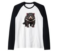 Fierce Tasmanian Devil Lover Wild Nature Art Raglan Baseball Tee