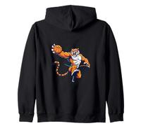 Fierce Tiger Basketball Slam Dunk Sports Mascot Zip Hoodie