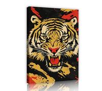 Fierce Tiger Canvas Wall Art Jungle Roaring Animal Prints Large Posters Painting Wildlife Mural for Living Room Bedroom Office Decor 50x80cm Innerframe