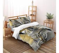 Fierce Tiger Duvet Cover,Double（200x200cm） Bedding & Linen Sets,art, 3 Piece Comforter Cover with Pillowcase And Fitted Sheet Hypoallergenic Soft Bed Cover Washable Suitable for Adults And Children