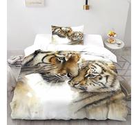Fierce Tiger Duvet Cover,Single（135x200cm） Bedding & Linen Sets,art, 2 Piece Comforter Cover with Pillowcase And Fitted Sheet Hypoallergenic Soft Bed Cover Washable Suitable for Adults And Children