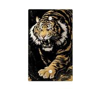 Fierce Tiger Light Switch Cover Plates/Outlet Covers, Bold Black and Gold Design for Wall Accents, Thermoplastic Wall Plates, Standard Size Blank Cover Plate