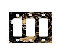 Fierce Tiger Light Switch Cover Plates/Outlet Covers, Bold Black and Gold Design for Wall Accents, Thermoplastic Wall Plates, Standard Size 3 Gang Wall Plate
