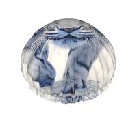 fierce tiger Printed shower cap, reusable, specially designed for women's long hair, double-layer structure, suitable for bathing.