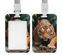 Fierce Tiger Retractable ID Badge Holder with Lanyard - Vertical Badge Reel,Keychain Clip,Name Tag Id Card Holder Protector for Nurse Officer Teacher Security Staff Women Men