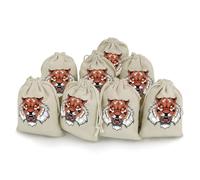 Fierce Tiger Reusable Drawstring Bags 8 Pcs Jewellery Favour Pouch Christmas Halloween Candy