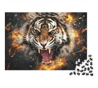 Fierce Tiger Roar 1000 Piece Jigsaw Puzzle Beast Face Recycled Cardboard for Adults And Teens Team Building 38x26cm/1000pcs