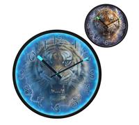 Fierce Tigers Glowing Eyes Night Light Wall Clock LED Wall Clocks Silent Battery-Operated Glow in The Dark Large Digital Display for Bedroom Living Room Kitchen, 12 Inch
