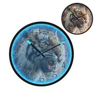 Fierce Tigers Patterns Night Light Wall Clock LED Wall Clocks Silent Battery-Operated Glow in The Dark Large Digital Display for Bedroom Living Room Kitchen, 12 Inch