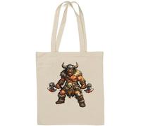 Fierce warrior with glowing eyes Natural Cotton Tote Bag White