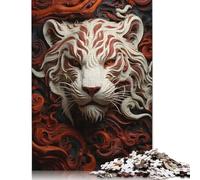 Fierce White Tiger Jigsaw Puzzles Puzzle for Adults Kids. 1000 Pieces Great Gifts Challenge Toy Educational Games Home Decoration for Adults& Kids Age 14 Years Up 1000pcs (75x50cm)