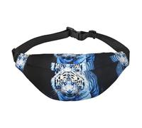 Fierce White Tiger Large Fashion Crossbody Waist Bag, Travel Casual Boys Waist Bag, Suitable for Sports, Running, Cycling, Traveling, Fishing