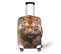 Fierce Wild Tiger Travel Luggage Cover Suitcase Tiger Oil Painting Protective Washable Cover with Zipper Suitable for 18-32 Inch