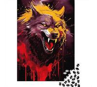 Fierce Wild Wolf 1000 Piece Jigsaw Puzzle Paper for Adults Artistic Graffiti Style Puzzle Game for Family Stress Relief Home Decor 52x38cm/1000pcs