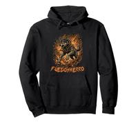 Fierce Wolf Breaking Chains Fire Iron Motivation Graphic Art Pullover Hoodie