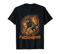 Fierce Wolf Breaking Chains Fire Iron Motivation Graphic Art T-Shirt