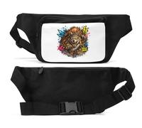 Fierce Wolf Emerging from Darkness Unisex Waist Bag Black